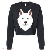 White Siberian Husky Canine White Snow Dog Cropped Pullover Crew thumb 0