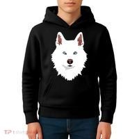 White Siberian Husky Canine White Snow Dog Kids Hoodie thumb 4