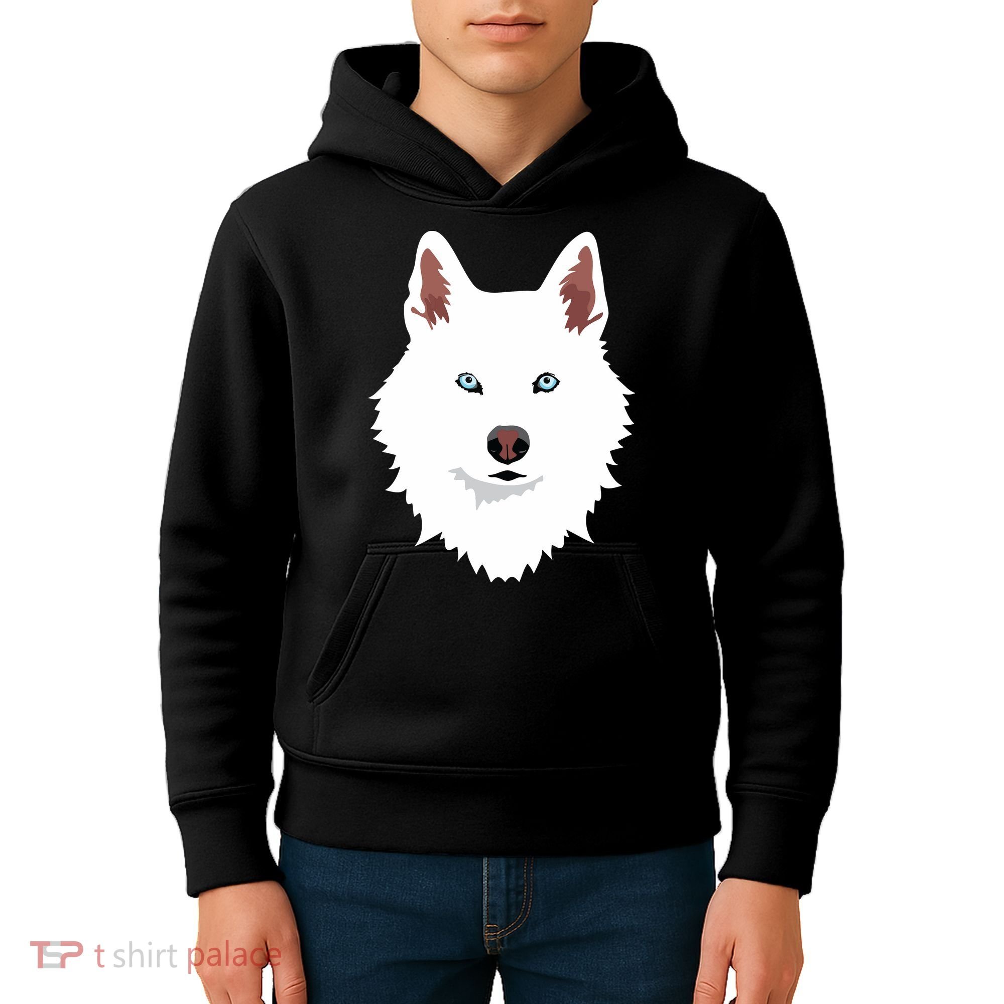 White Siberian Husky Canine White Snow Dog Kids Hoodie
