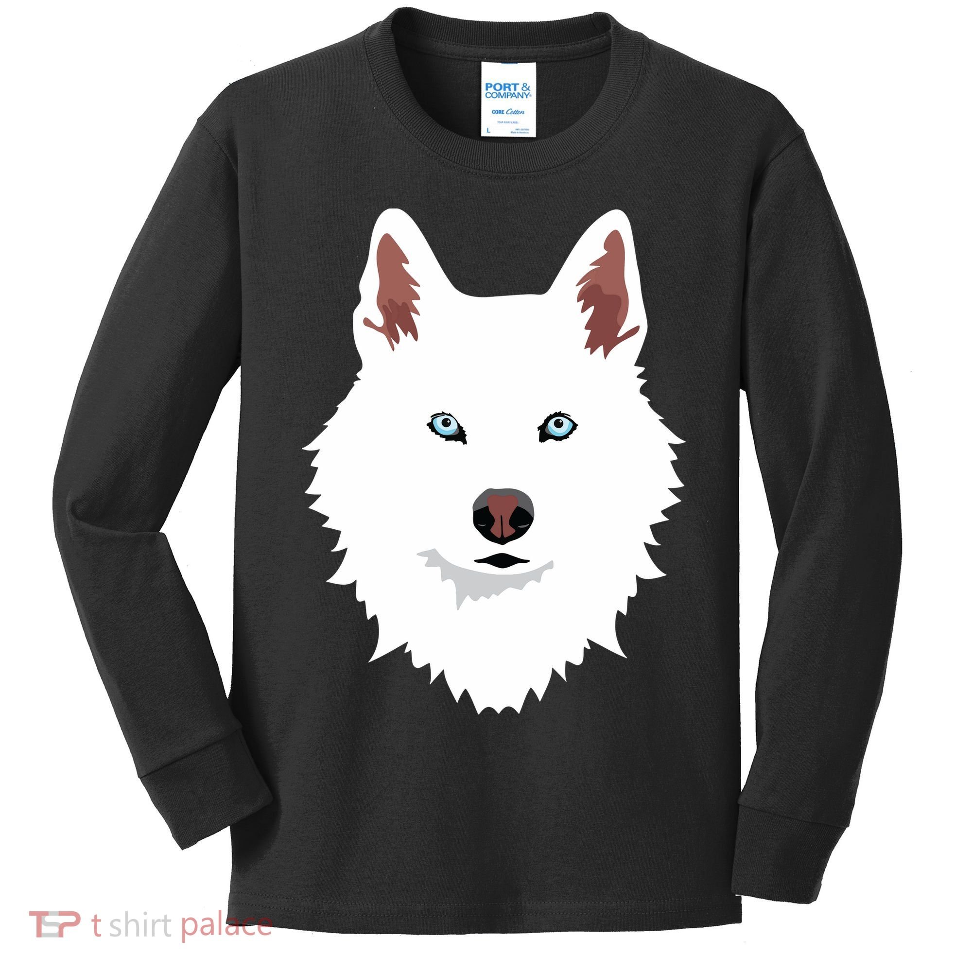 White Siberian Husky Canine White Snow Dog Kids Long Sleeve Shirt