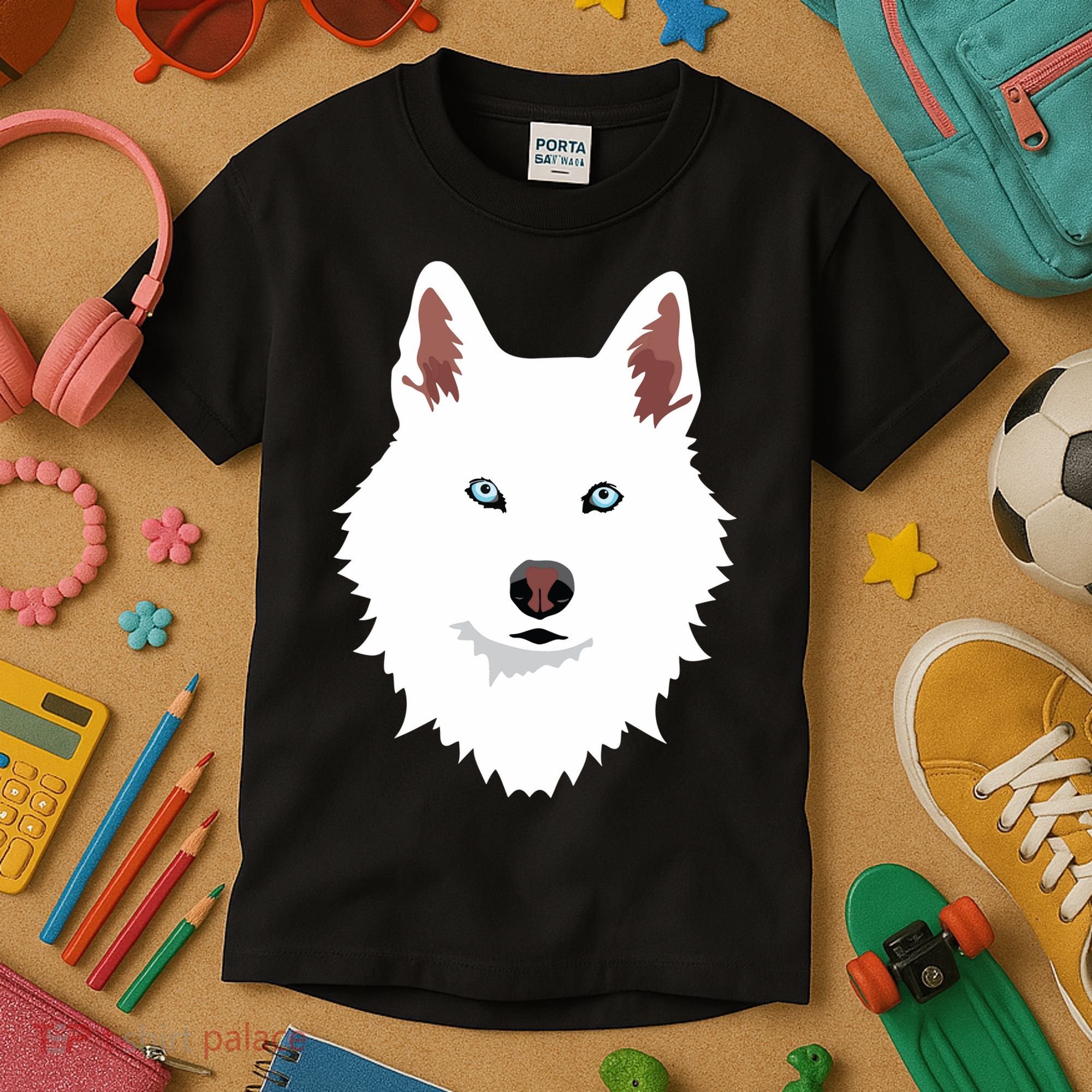 White Siberian Husky Canine White Snow Dog Kids T-Shirt