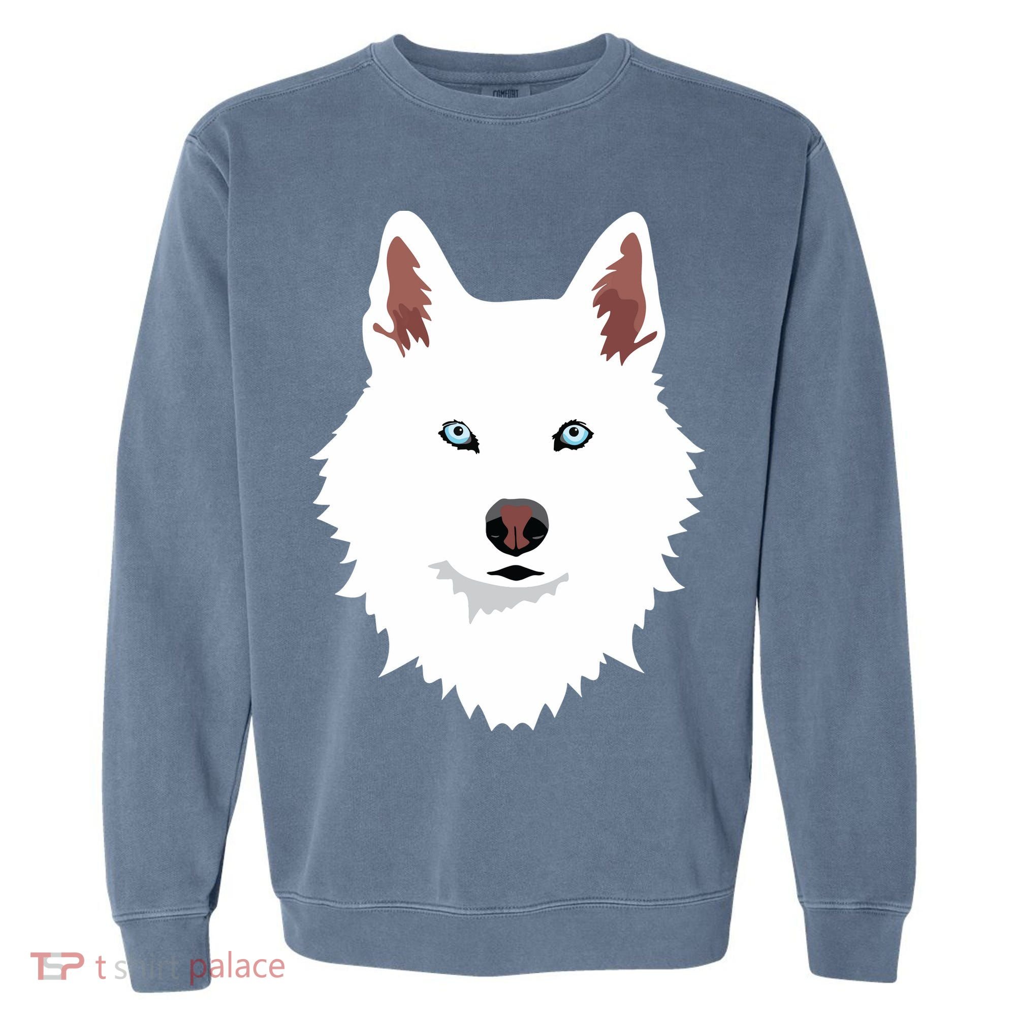 White Siberian Husky Canine White Snow Dog Garment-Dyed Sweatshirt