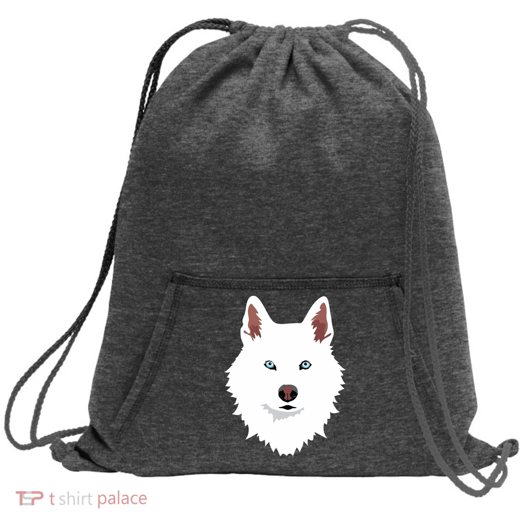 White Siberian Husky Canine White Snow Dog Sweatshirt Cinch Pack Bag