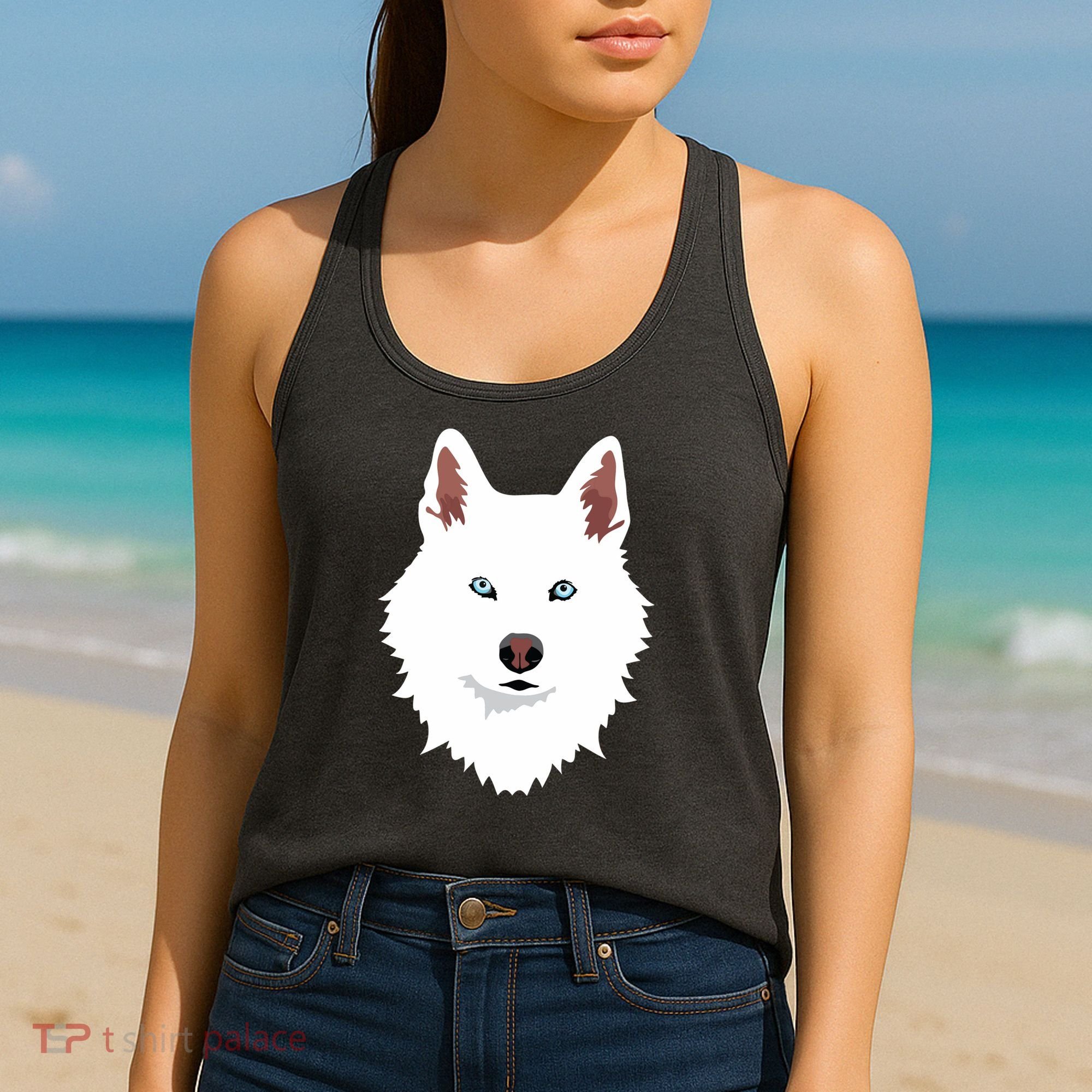 White Siberian Husky Canine White Snow Dog Women's Tank Top