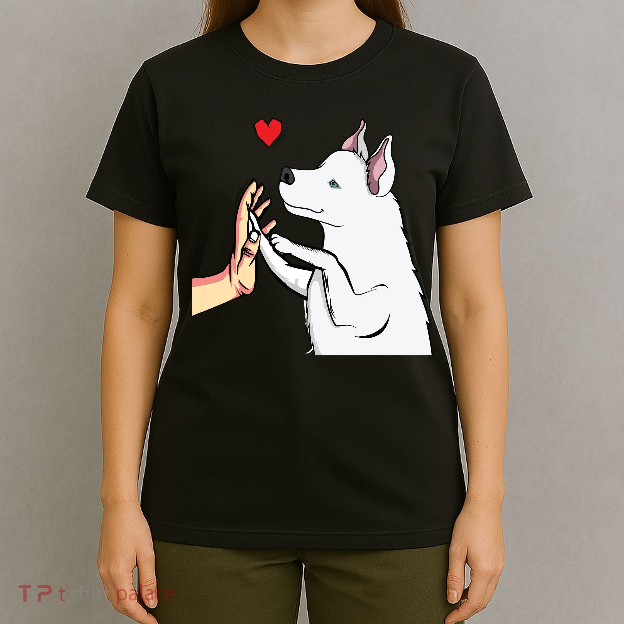 White Siberian Husky Love Dogs Female Ladies T-Shirt