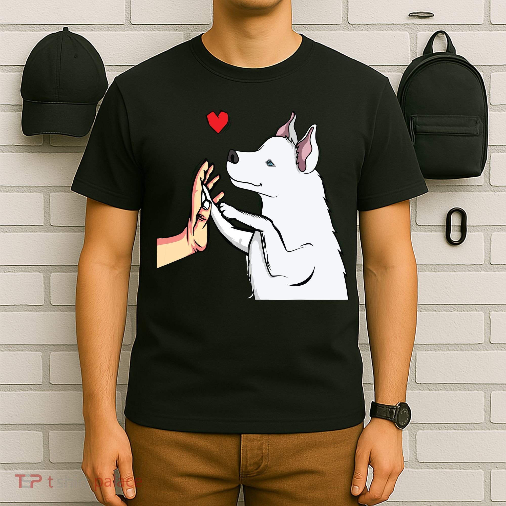 White Siberian Husky Love Dogs Female Ladies T-Shirt