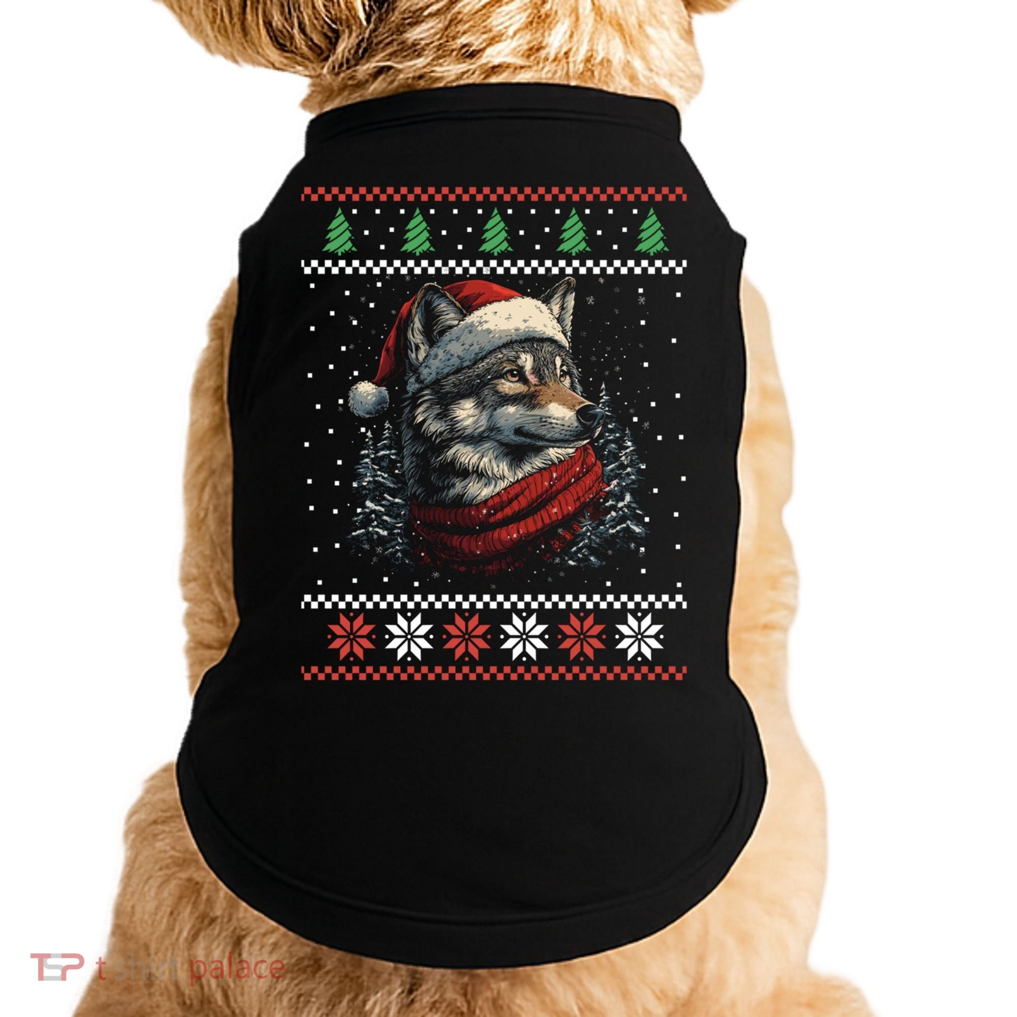 Wolf Santa Hat Ugly Christmas Cute Gift Doggie Tank