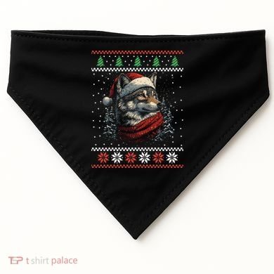 Wolf Santa Hat Ugly Christmas Cute Gift USA-Made Doggie Bandana