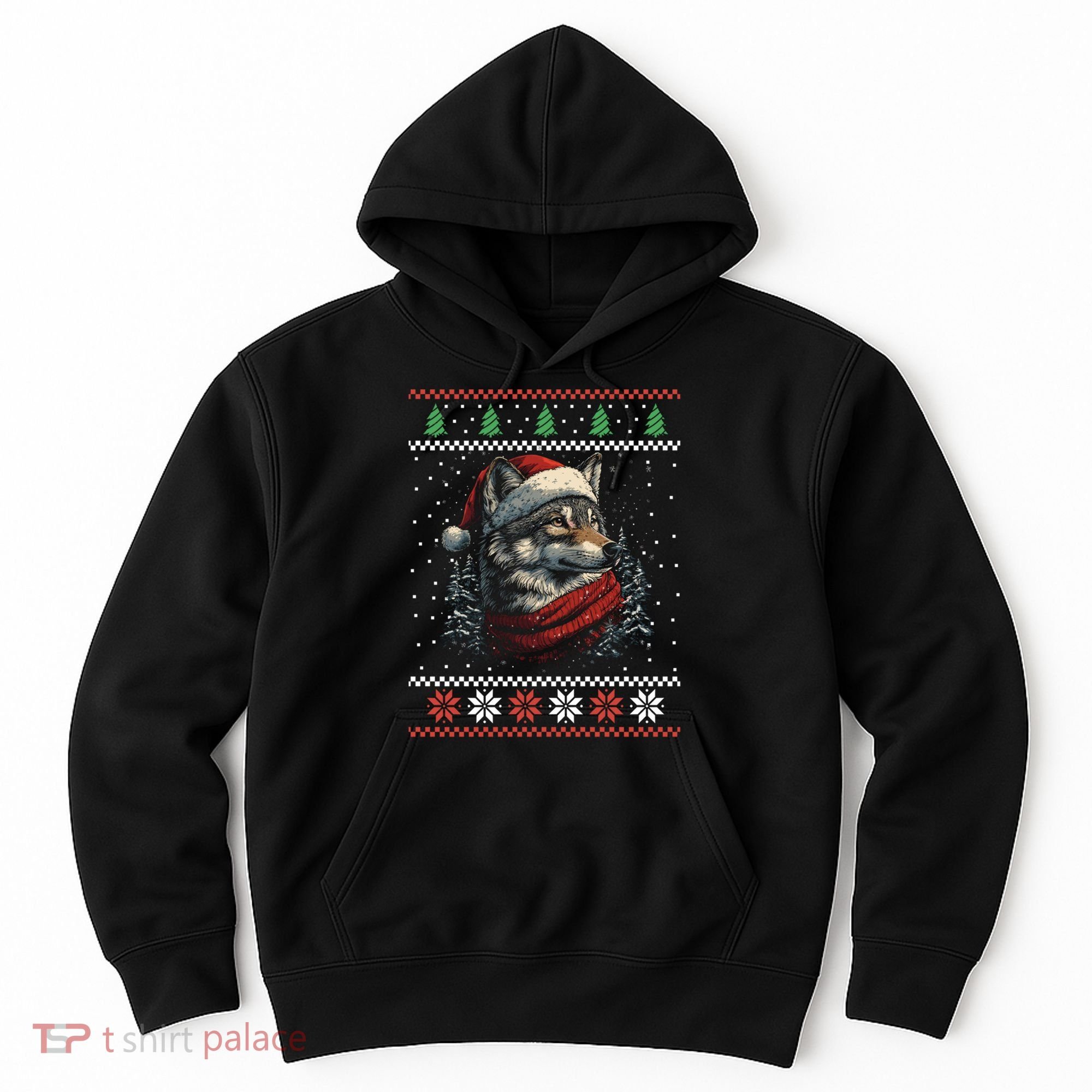 Wolf Santa Hat Ugly Christmas Cute Gift Hoodie