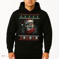 Wolf Santa Hat Ugly Christmas Cute Gift Hoodie thumb 2