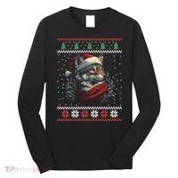Wolf Santa Hat Ugly Christmas Cute Gift Long Sleeve Shirt thumb 0