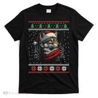 Wolf Santa Hat Ugly Christmas Cute Gift T-Shirt thumb 0