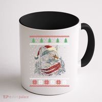Wolf Santa Hat Ugly Christmas Cute Gift Coffee Mug thumb 1