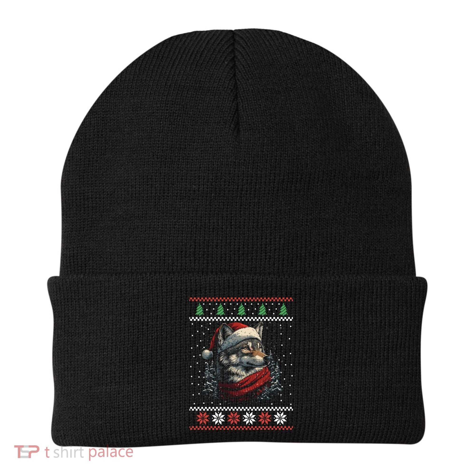 Wolf Santa Hat Ugly Christmas Cute Gift Beanie