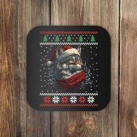 Wolf Santa Hat Ugly Christmas Cute Gift Coaster thumb 0