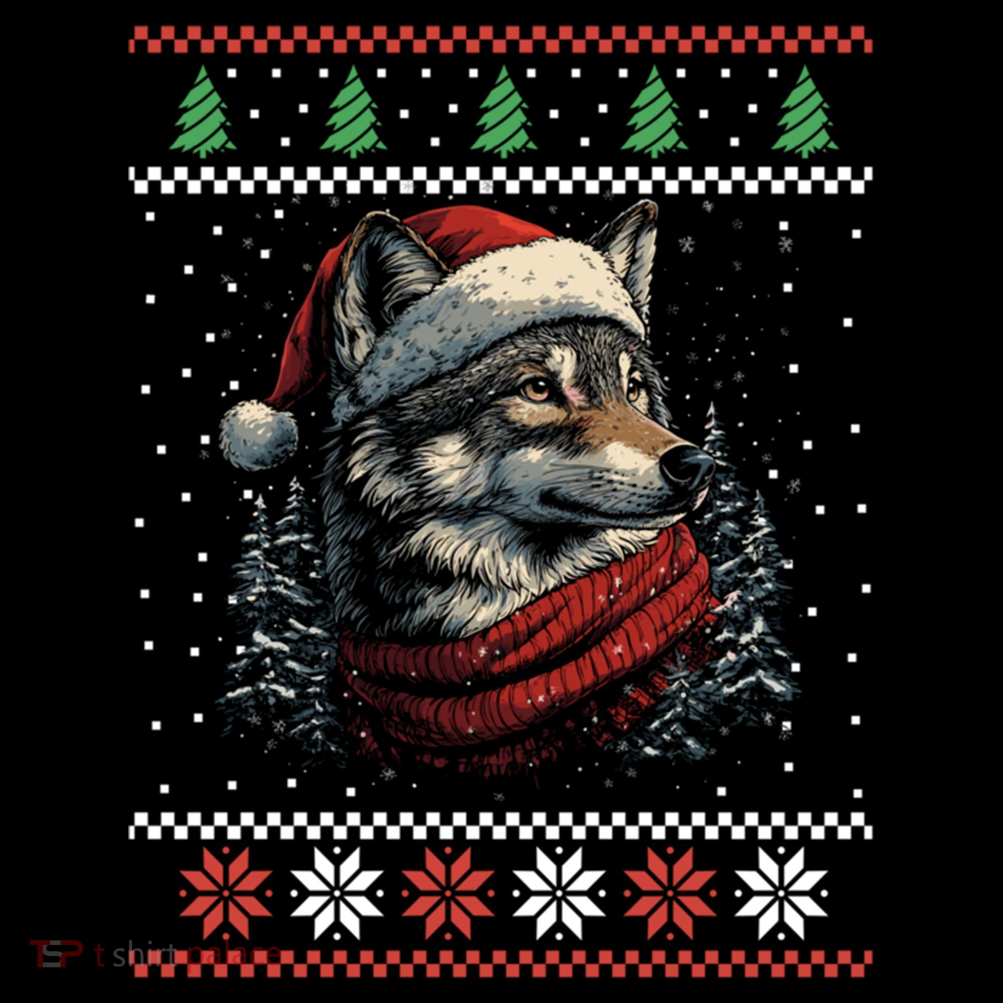 Wolf Santa Hat Ugly Christmas Cute Gift Mousepad