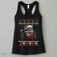 Wolf Santa Hat Ugly Christmas Cute Gift Women's Tank Top thumb 3