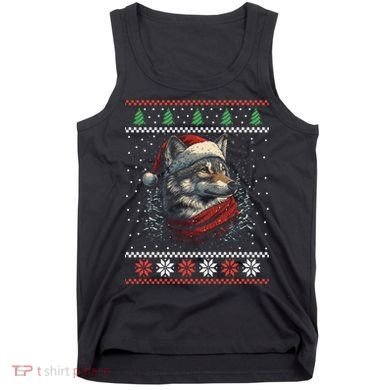 Wolf Santa Hat Ugly Christmas Cute Gift Tank Top