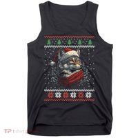 Wolf Santa Hat Ugly Christmas Cute Gift Tank Top thumb 0