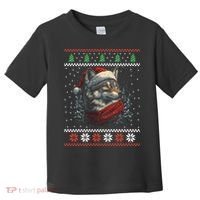 Wolf Santa Hat Ugly Christmas Cute Gift Toddler T-Shirt thumb 0
