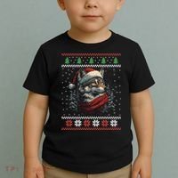 Wolf Santa Hat Ugly Christmas Cute Gift Toddler T-Shirt thumb 2