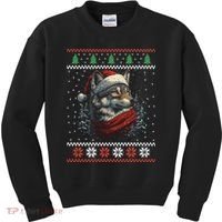 Wolf Santa Hat Ugly Christmas Cute Gift Kids Sweatshirt thumb 0