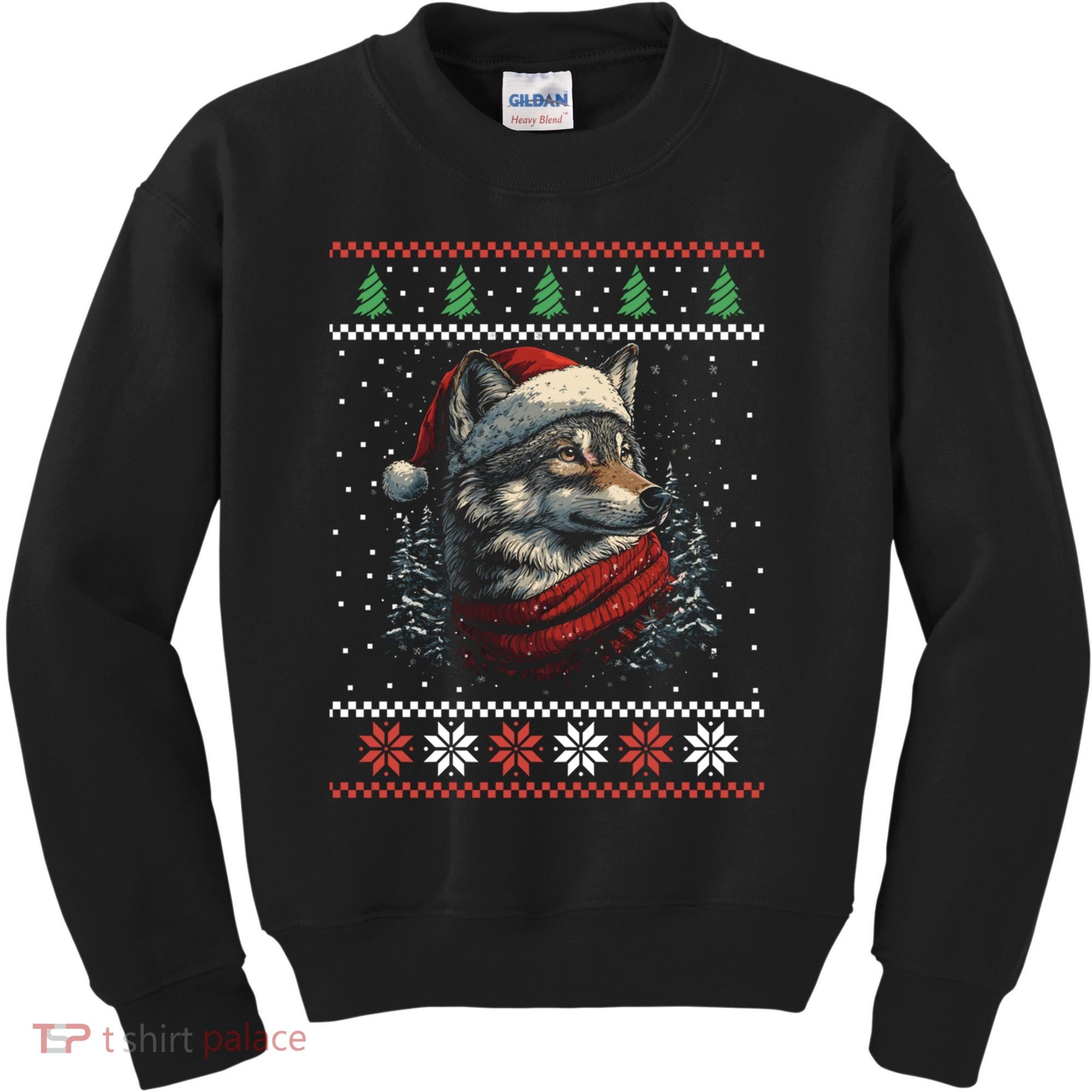 Wolf Santa Hat Ugly Christmas Cute Gift Kids Sweatshirt