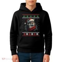 Wolf Santa Hat Ugly Christmas Cute Gift Kids Hoodie thumb 4