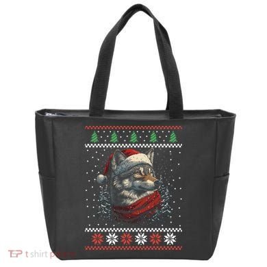 Wolf Santa Hat Ugly Christmas Cute Gift Tote Bag