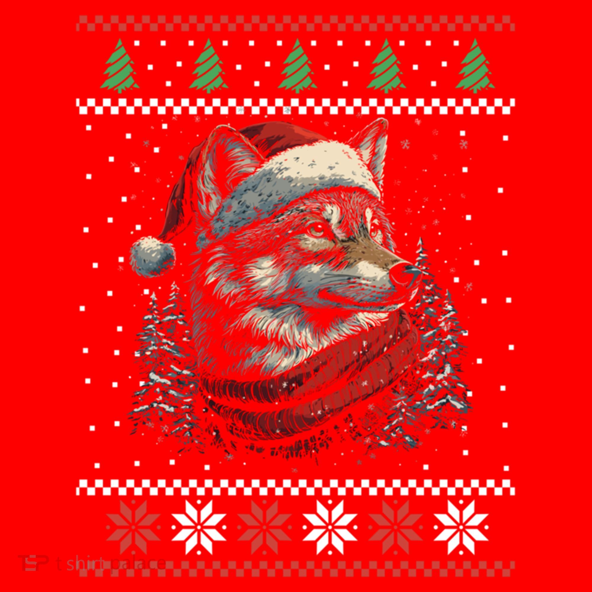 Wolf Santa Hat Ugly Christmas Cute Gift Santa Hat