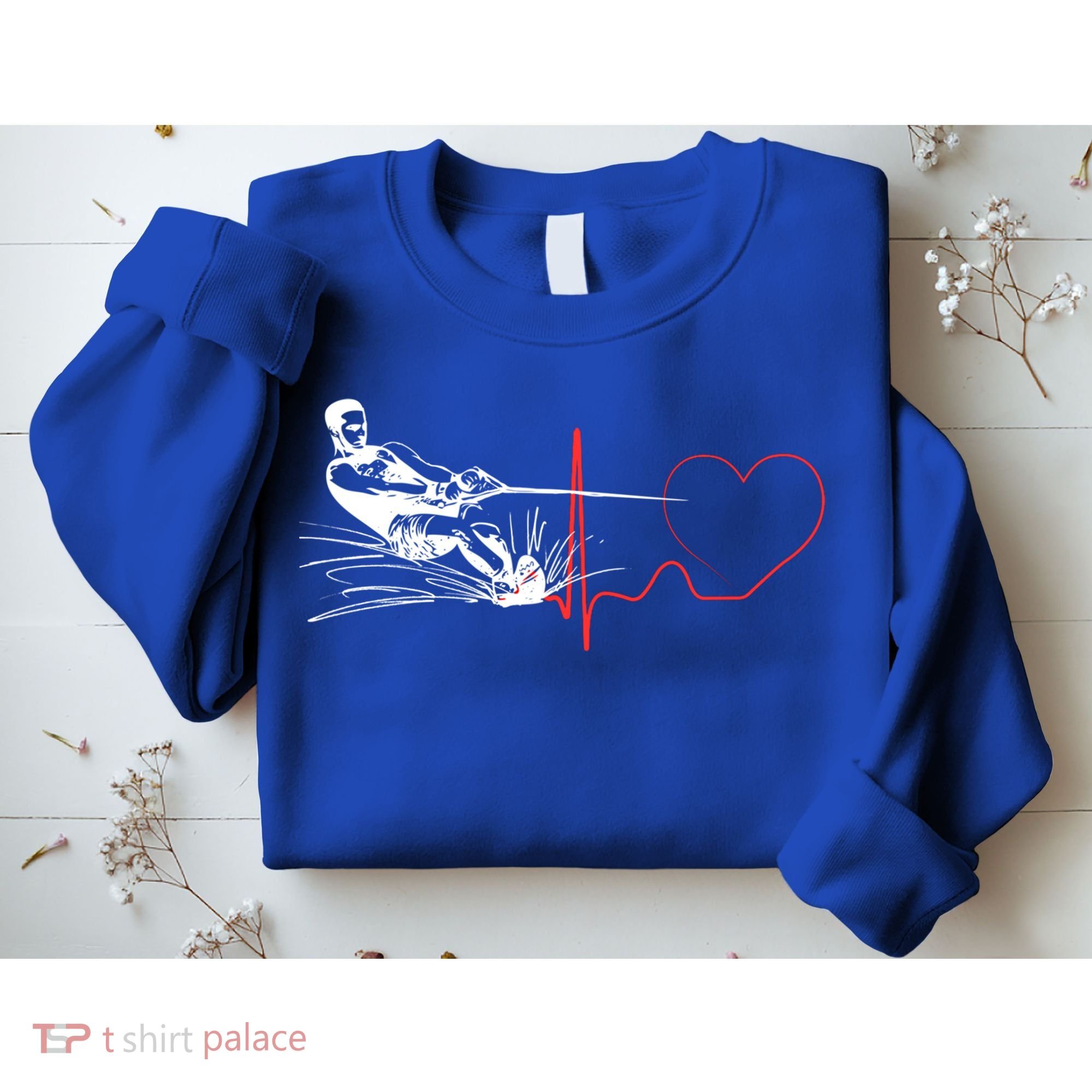 Water Skiing Heartbeat Funny Water Ski Skiing Waterski Gift Sweatshirt