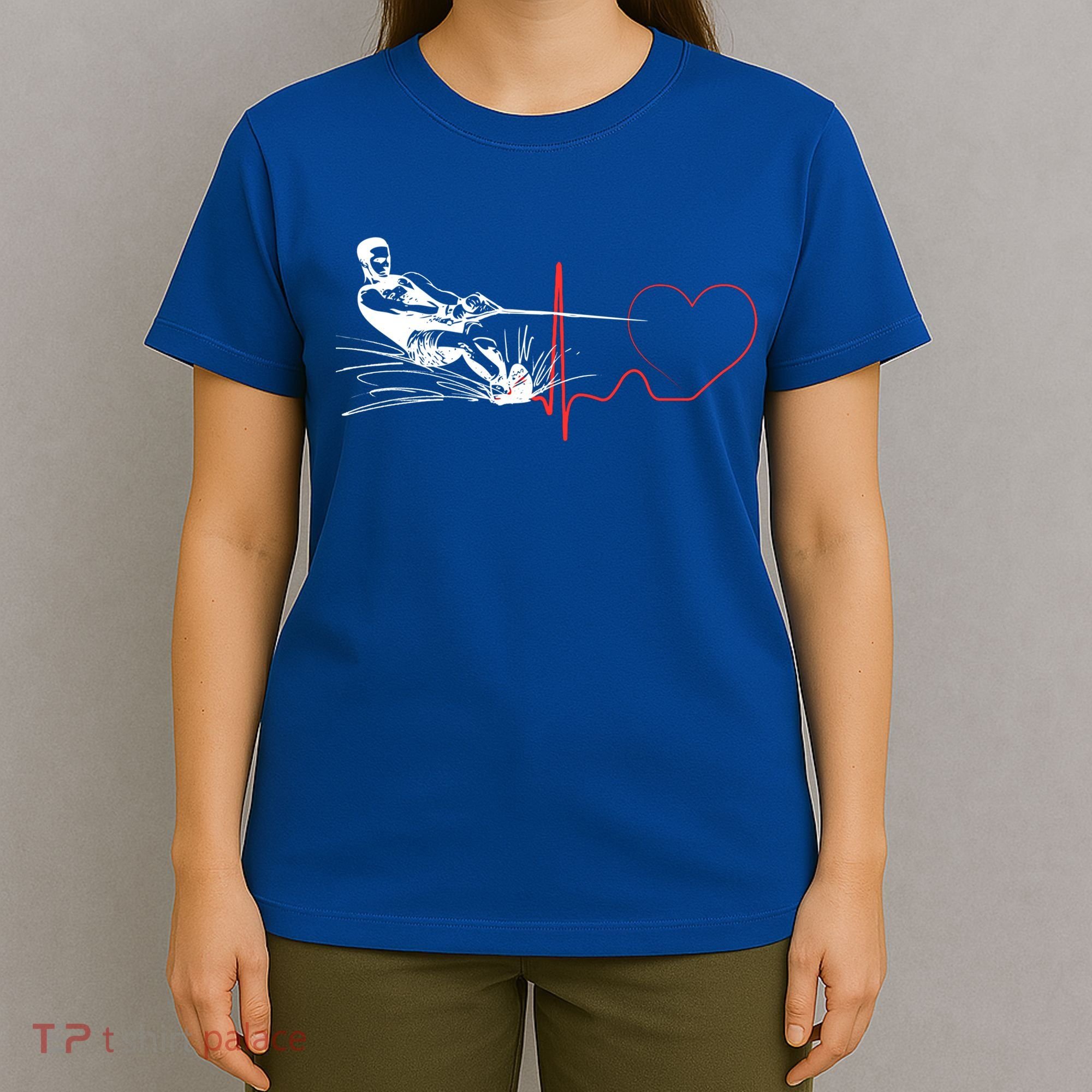 Water Skiing Heartbeat Funny Water Ski Skiing Waterski Gift T-Shirt