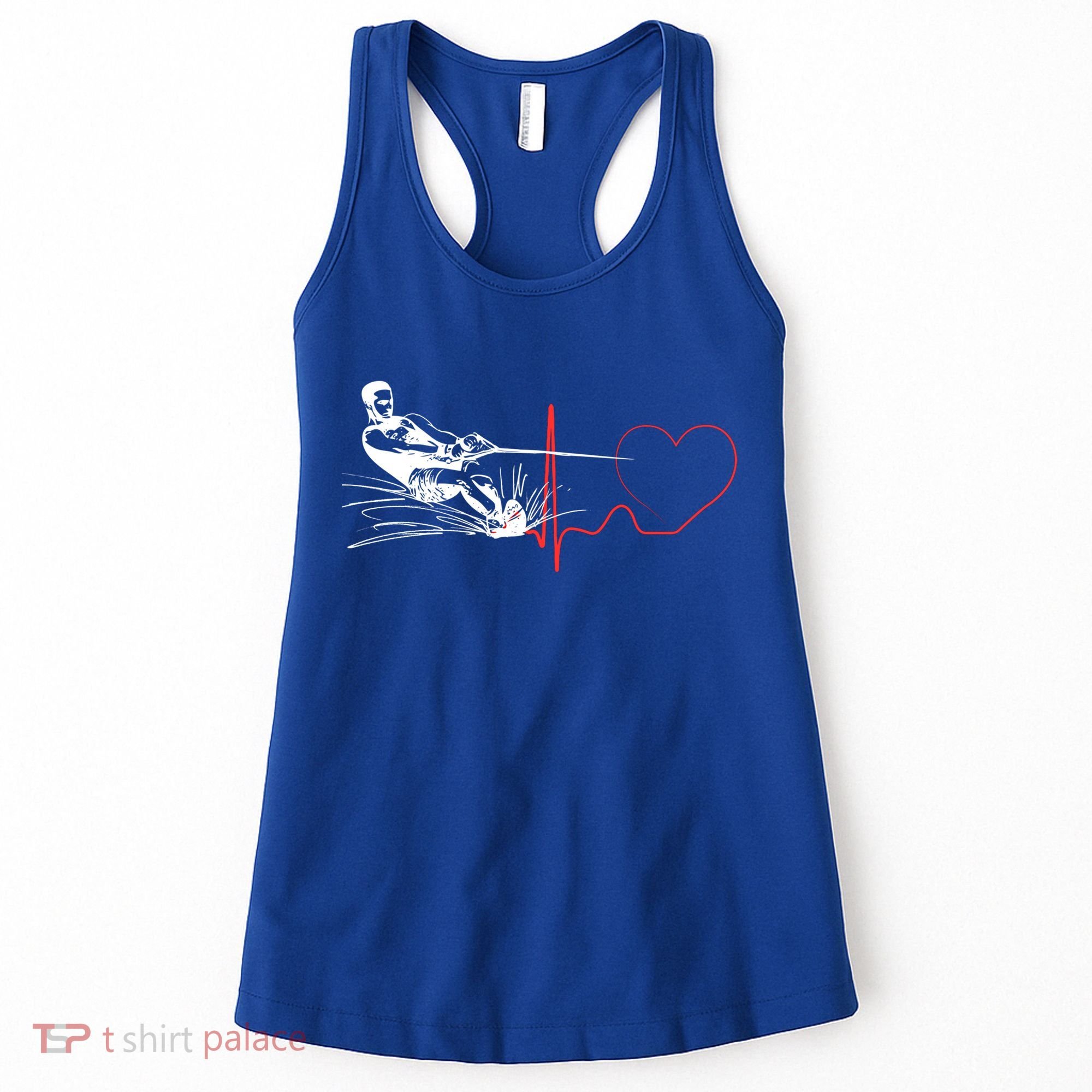 Water Skiing Heartbeat Funny Water Ski Skiing Waterski Gift Women's Tank Top