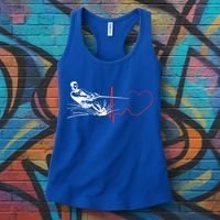 Water Skiing Heartbeat Funny Water Ski Skiing Waterski Gift Women's Tank Top thumb 3