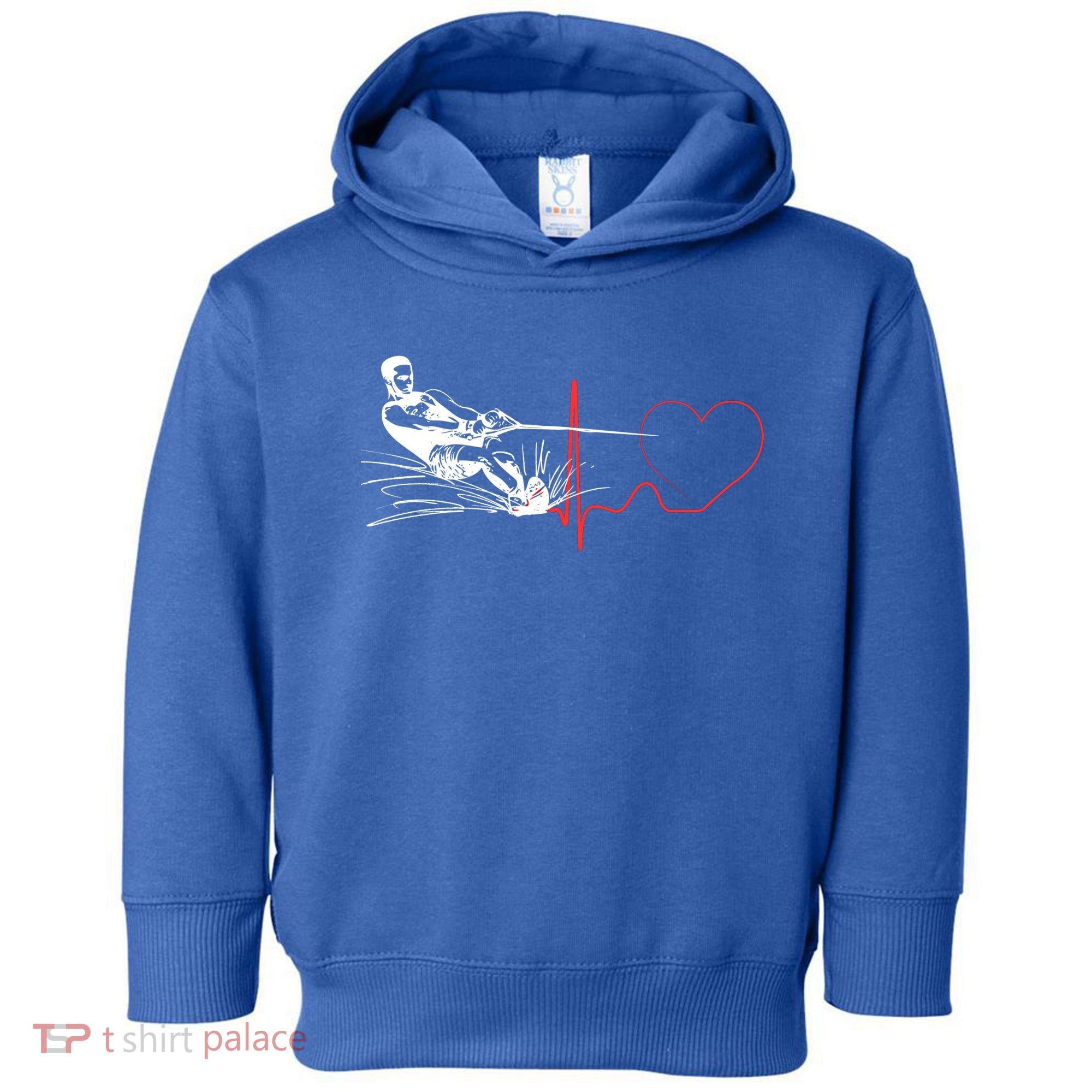 Water Skiing Heartbeat Funny Water Ski Skiing Waterski Gift Toddler Hoodie