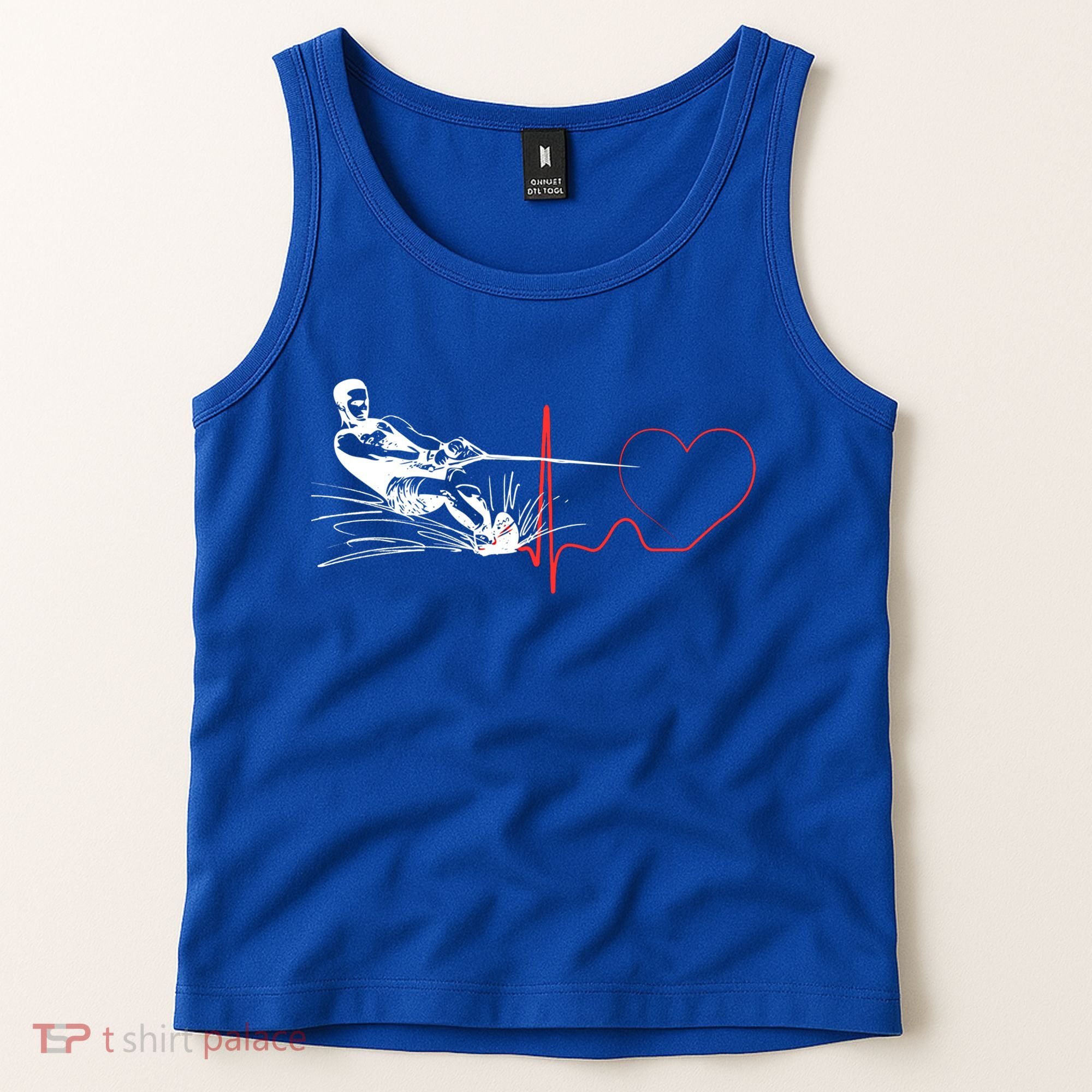 Water Skiing Heartbeat Funny Water Ski Skiing Waterski Gift Tank Top