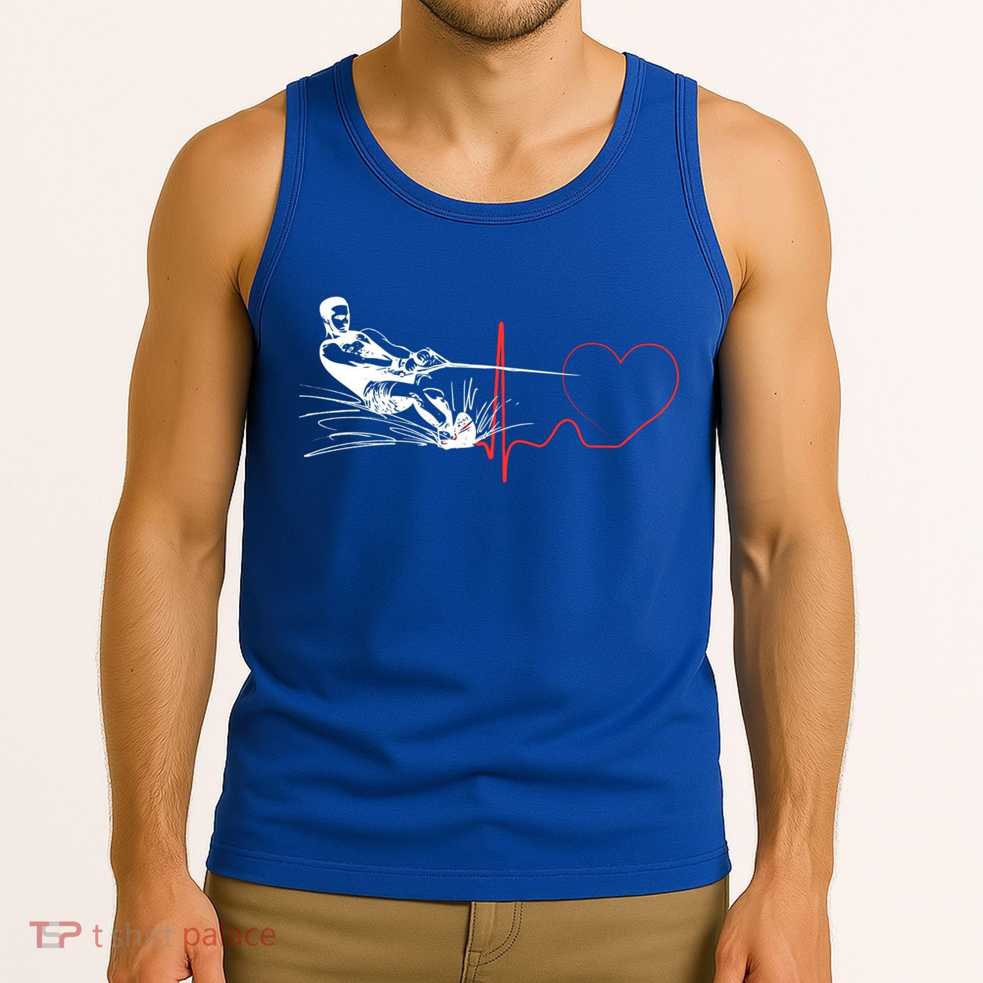 Water Skiing Heartbeat Funny Water Ski Skiing Waterski Gift Tank Top