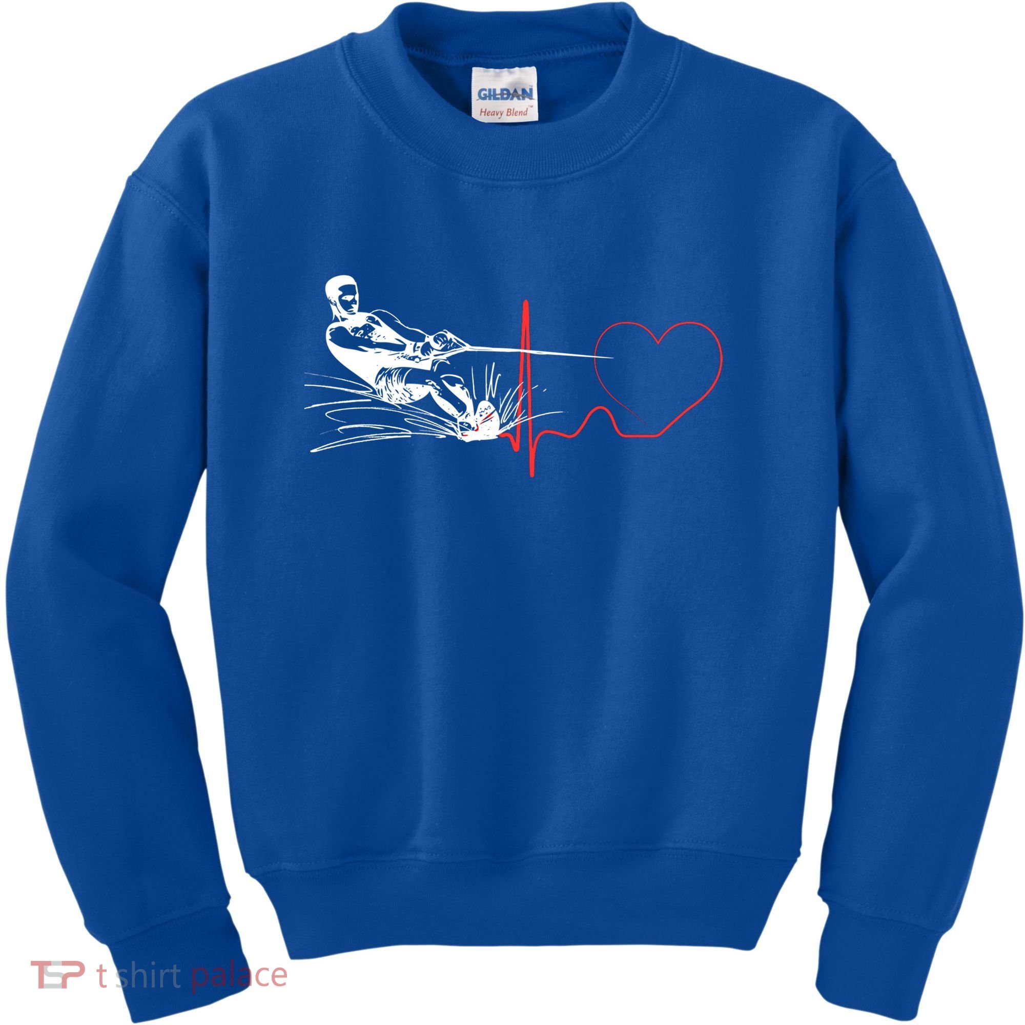 Water Skiing Heartbeat Funny Water Ski Skiing Waterski Gift Kids Sweatshirt