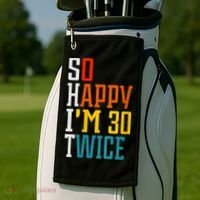 WoM.e.ns So Happy I'm 30 Twice Funny 60th Birthday Gift V-Neck Golf Towel thumb 2