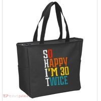 WoM.e.ns So Happy I'm 30 Twice Funny 60th Birthday Gift V-Neck Tote Bag thumb 2