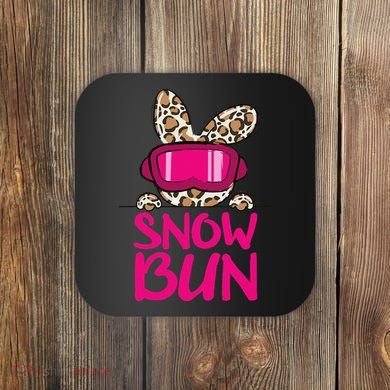 Winter Slope Hopper Ski Adventure Leopard Coaster