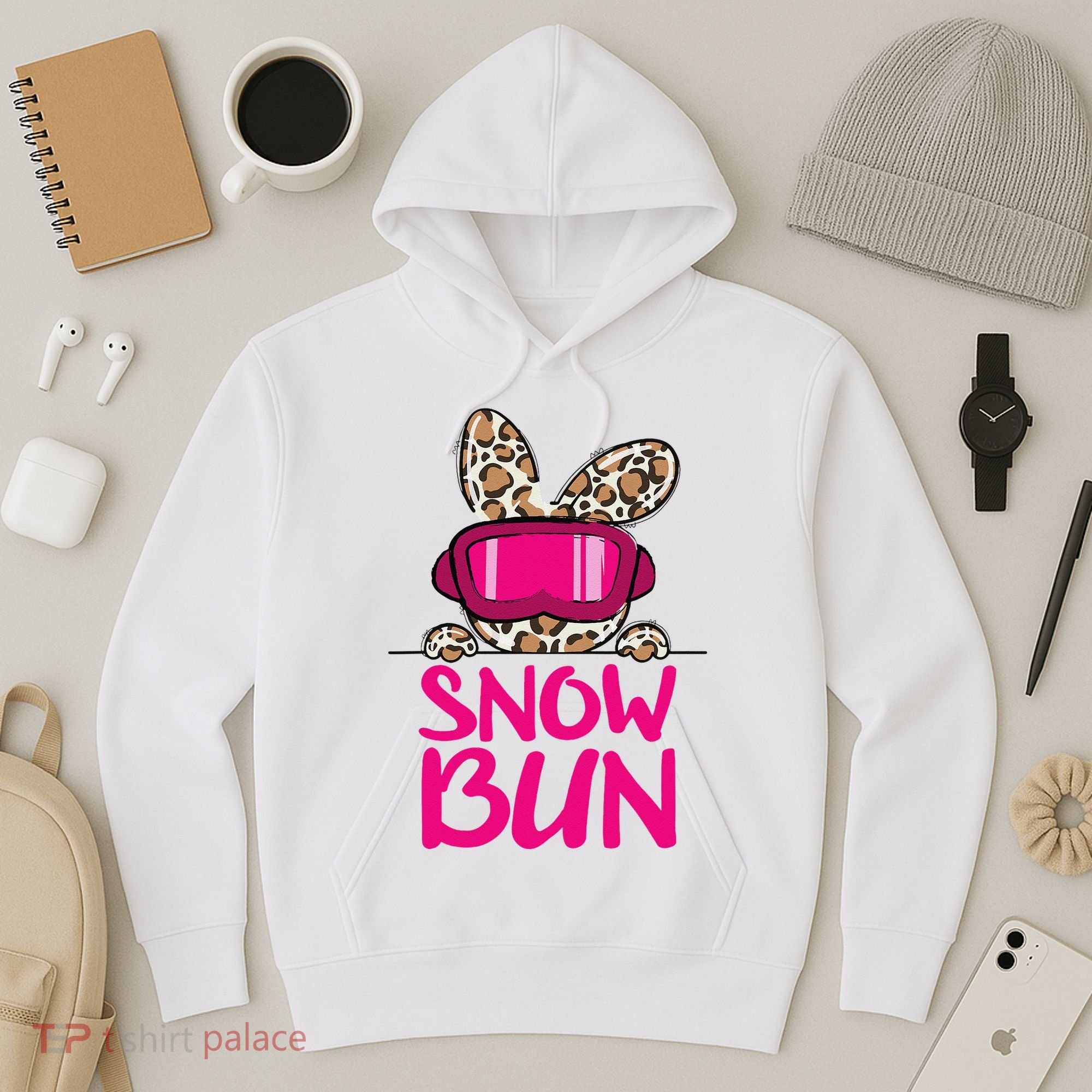 Winter Slope Hopper Ski Adventure Leopard Hoodie