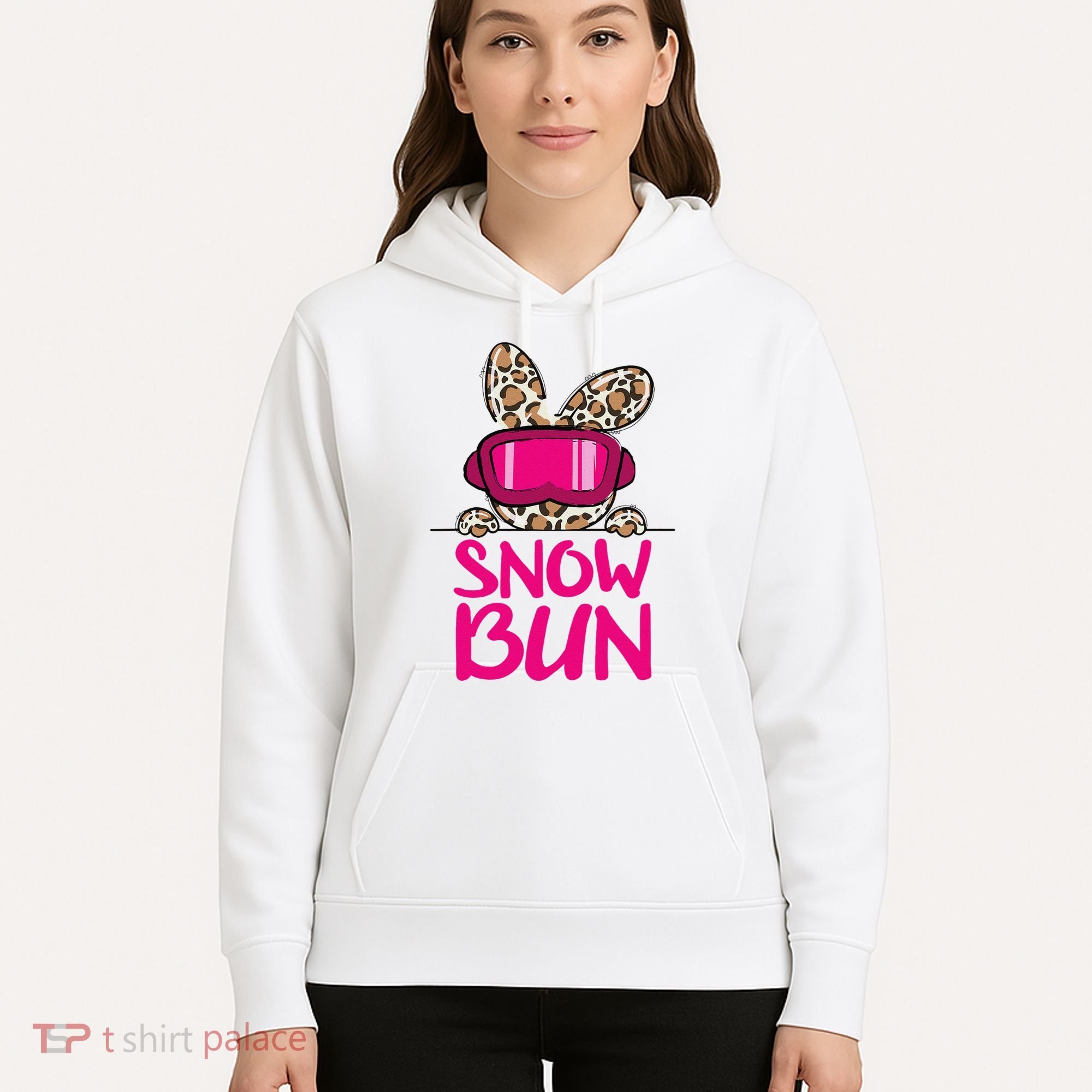 Winter Slope Hopper Ski Adventure Leopard Hoodie