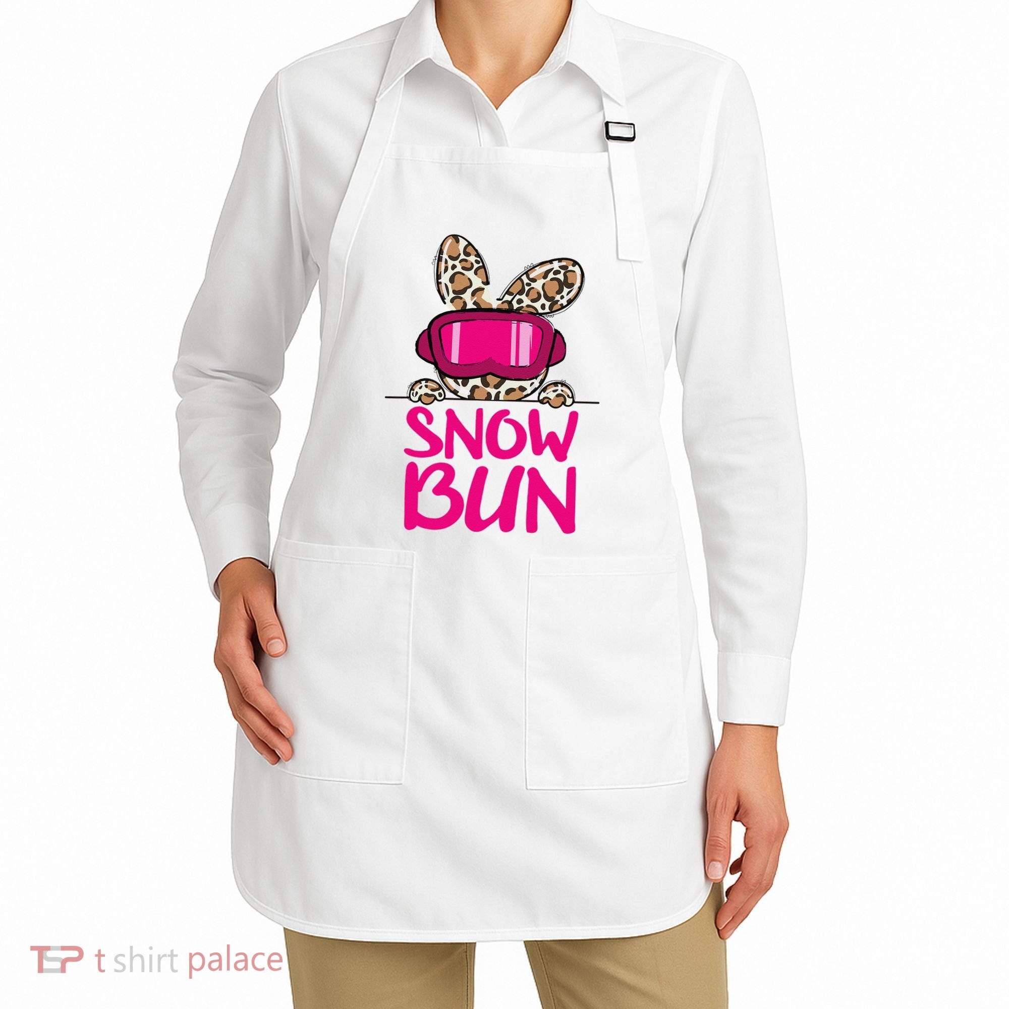 Winter Slope Hopper Ski Adventure Leopard Apron