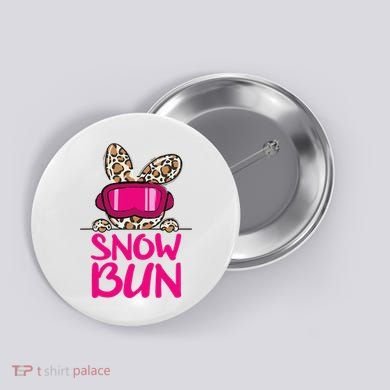 Winter Slope Hopper Ski Adventure Leopard Button