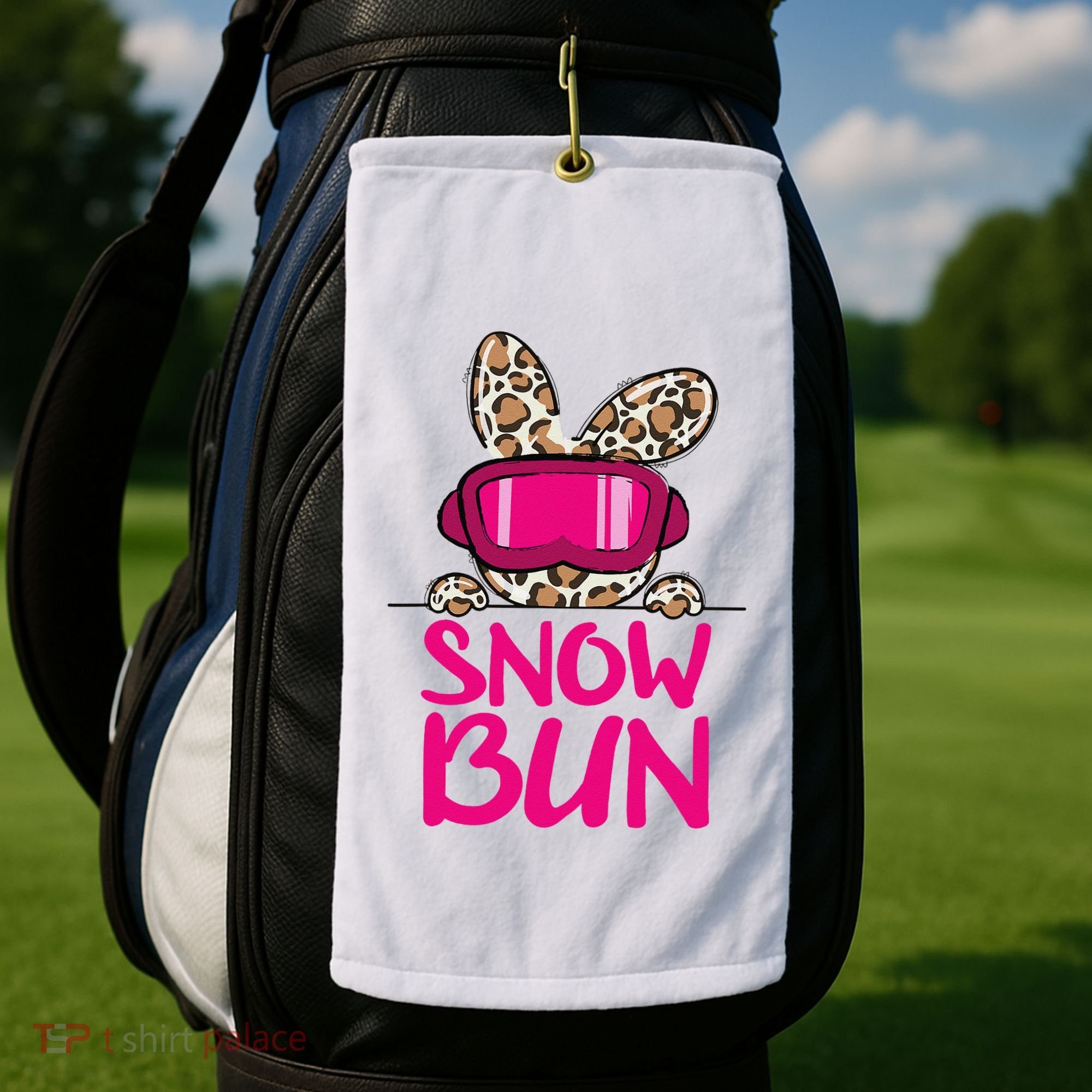 Winter Slope Hopper Ski Adventure Leopard Golf Towel
