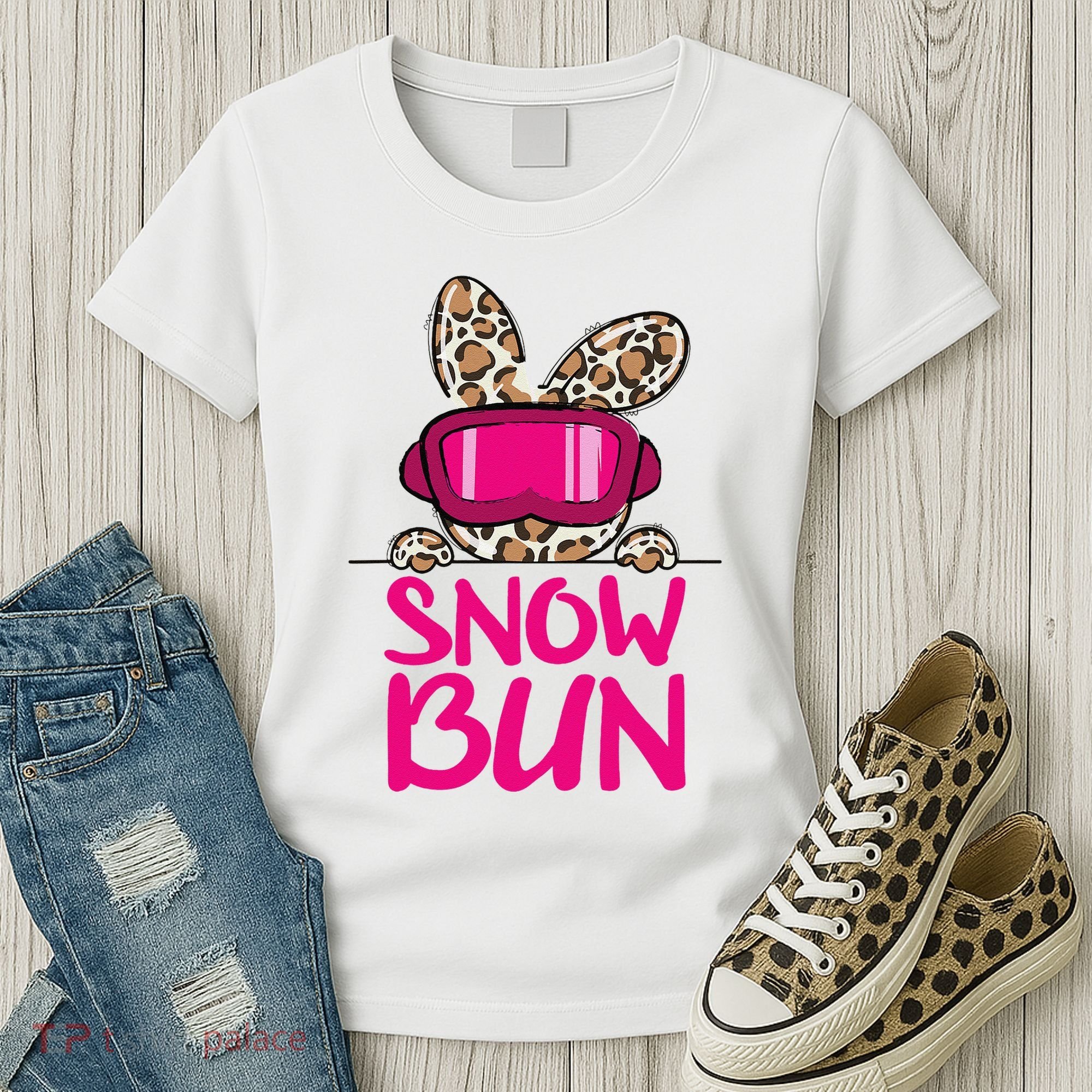 Winter Slope Hopper Ski Adventure Leopard Women's T-Shirt