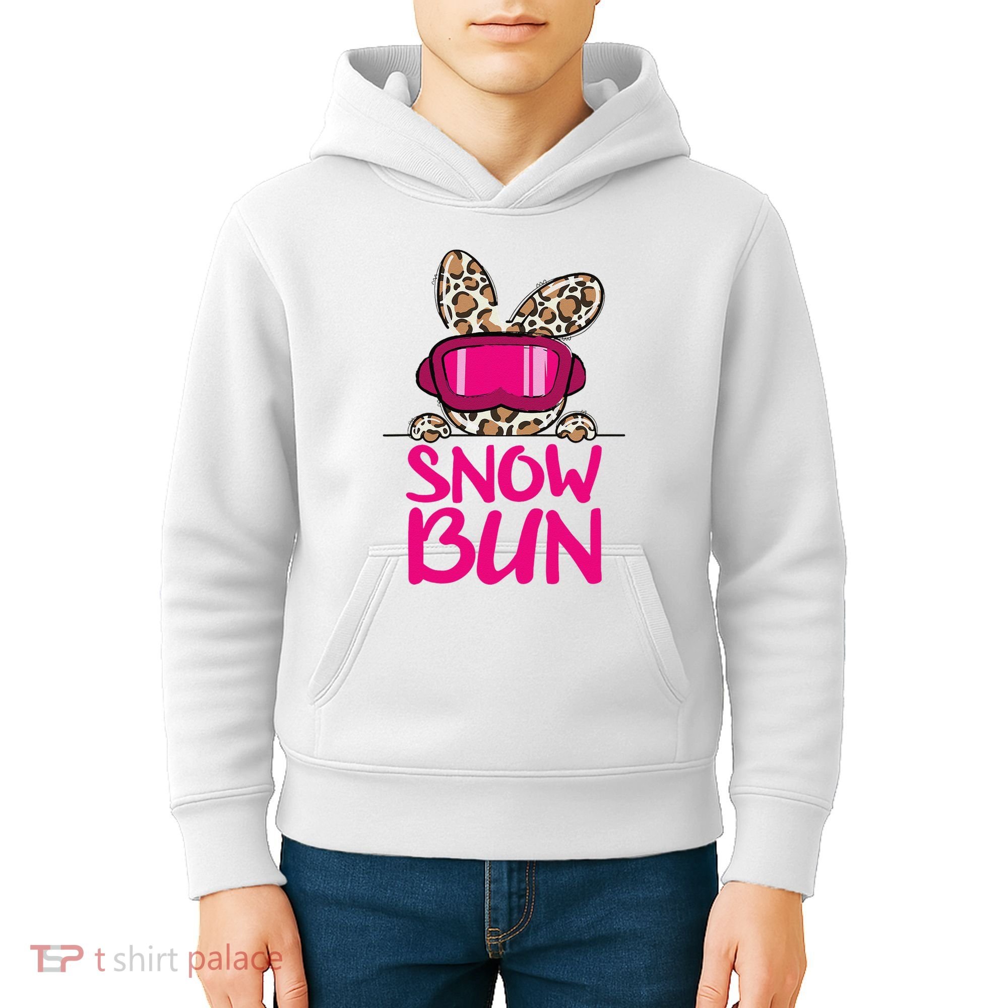 Winter Slope Hopper Ski Adventure Leopard Kids Hoodie