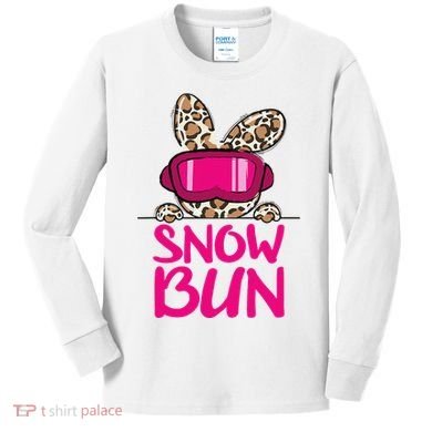 Winter Slope Hopper Ski Adventure Leopard Kids Long Sleeve Shirt