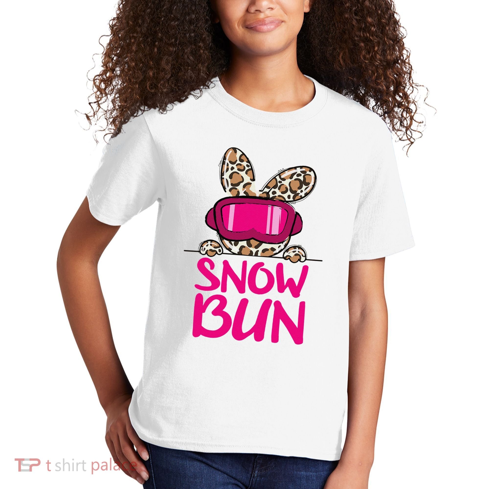 Winter Slope Hopper Ski Adventure Leopard Kids T-Shirt